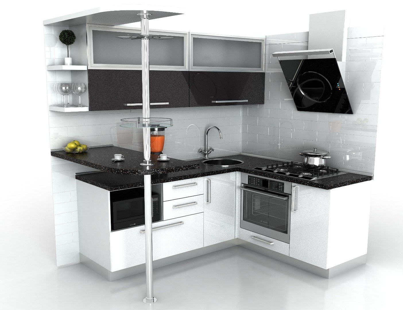 Кухня Черно Белая Дизайн Угловые