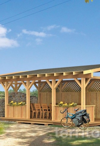Беседка для дачи деревянная 3х4 с односкатной крышей (79 фото)