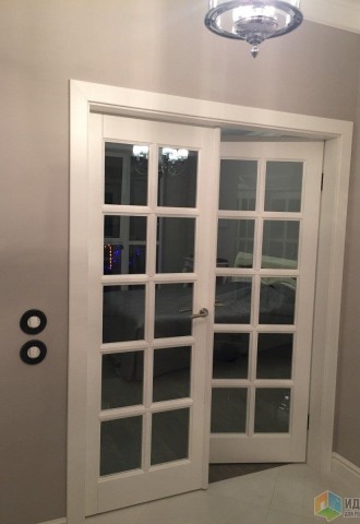 Стеклянные двойные двери в интерьере (69 фото)