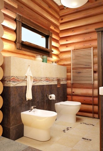 Дизайн ванной комнаты в бревенчатом доме (78 фото)