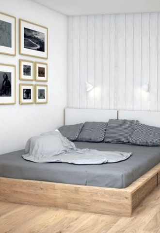 Кровать двуспальная в скандинавском стиле (68 фото)