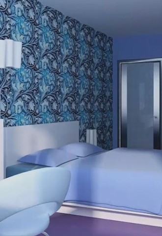 Интерьер спальни с синим шкафом (75 фото)