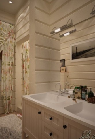 Дизайн ванной в брусовом доме (75 фото)