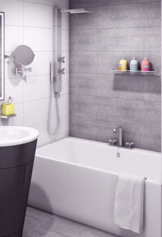 Дизайн ванной в серо белых тонах (33 фото)