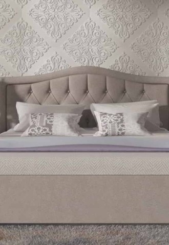 Белая двуспальная кровать с подъемным механизмом с мягким изголовьем (71 фото)