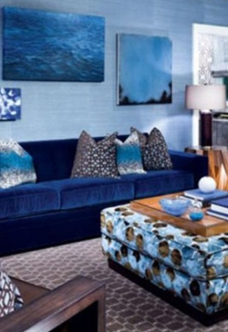 Интерьер с синим диваном 2023 (74 фото)