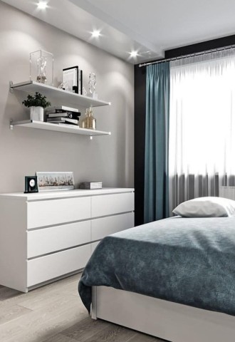 Мебель серого цвета в интерьере спальни (92 фото)