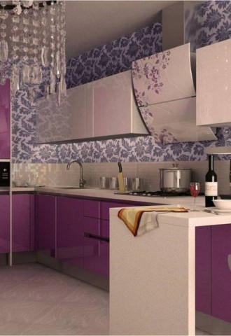 Яркая фиолетовая кухня (92 фото)