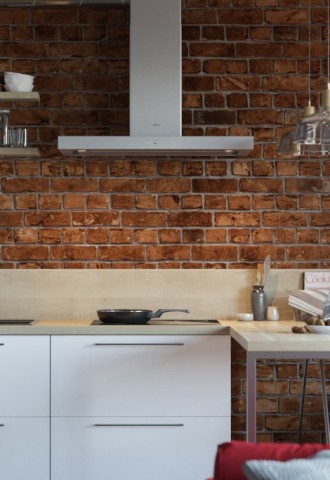 Белая кухня с кирпичной стеной дизайн (71 фото)