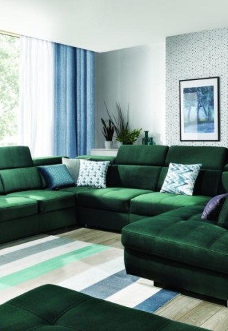 Зеленый угловой диван (68 фото)