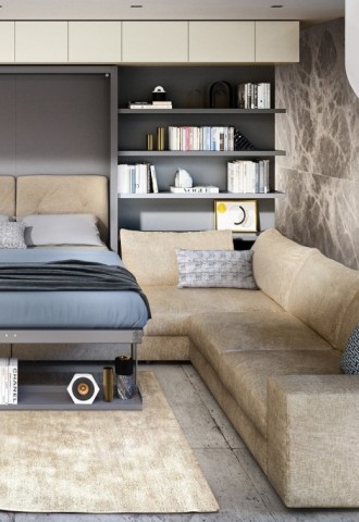 Дизайн комнаты с кроватью и диваном (75 фото)
