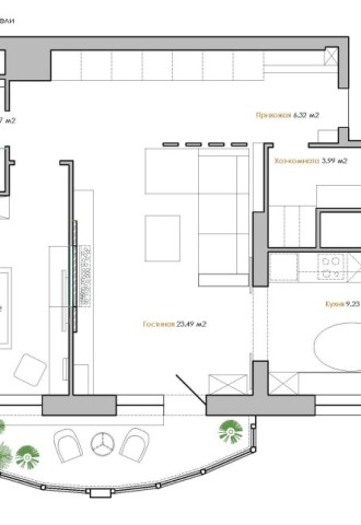 Готовые дизайн проекты трехкомнатных квартир (65 фото)