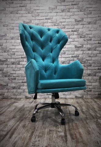 Кресло вращающееся в велюровой синей обивке toronto (71 фото)