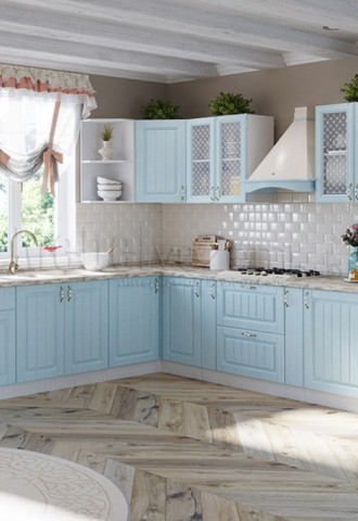 Модульная кухня прованс голубая патина (76 фото)