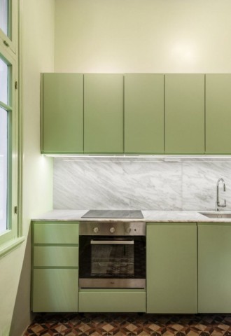 Кухонный гарнитур светло зеленого цвета (72 фото)