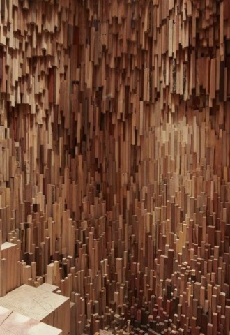 3д стена из деревянных брусков (75 фото)