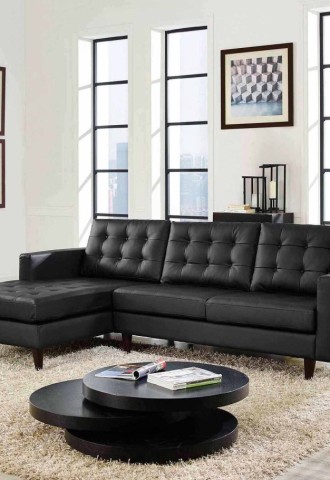 Черный кожаный диван в интерьере (90 фото)