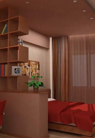Спальня с кабинетом в одной комнате зонирование (98 фото)