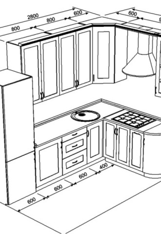 Эскиз кухонного гарнитура (101 фото)