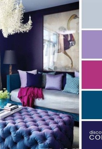Цвет между голубым и фиолетовым в интерьере (94 фото)