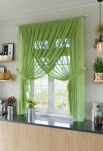Двухцветные короткие шторы на кухню в современном стиле (60 фото)