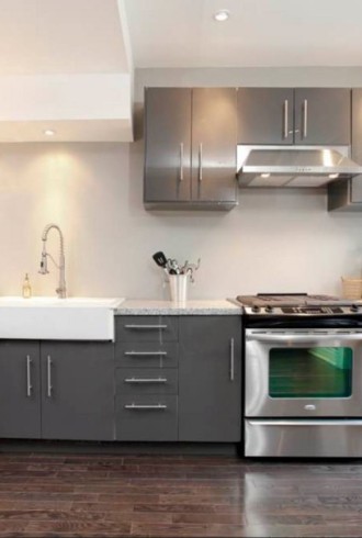 Мебель серого цвета в интерьере кухни (61 фото)