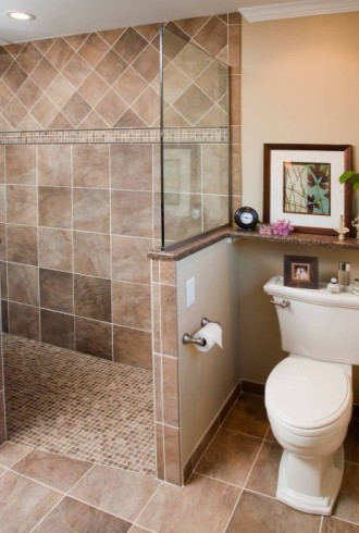 Интерьер ванной комнаты с плиткой в квартире (55 фото)