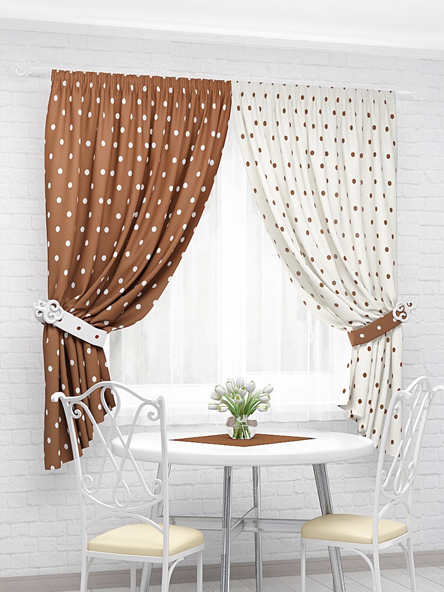 Шторы на кухню с кофейной тематикой