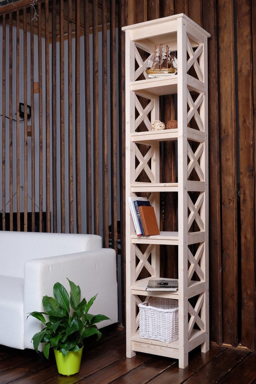 Стеллаж деревянный узкий