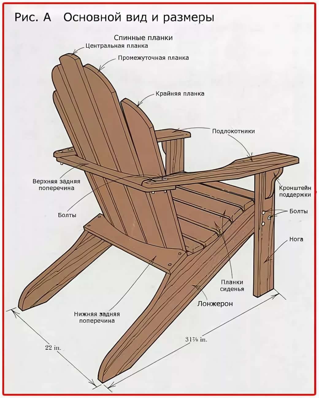 скамейка из дерева для дачи чертеж
