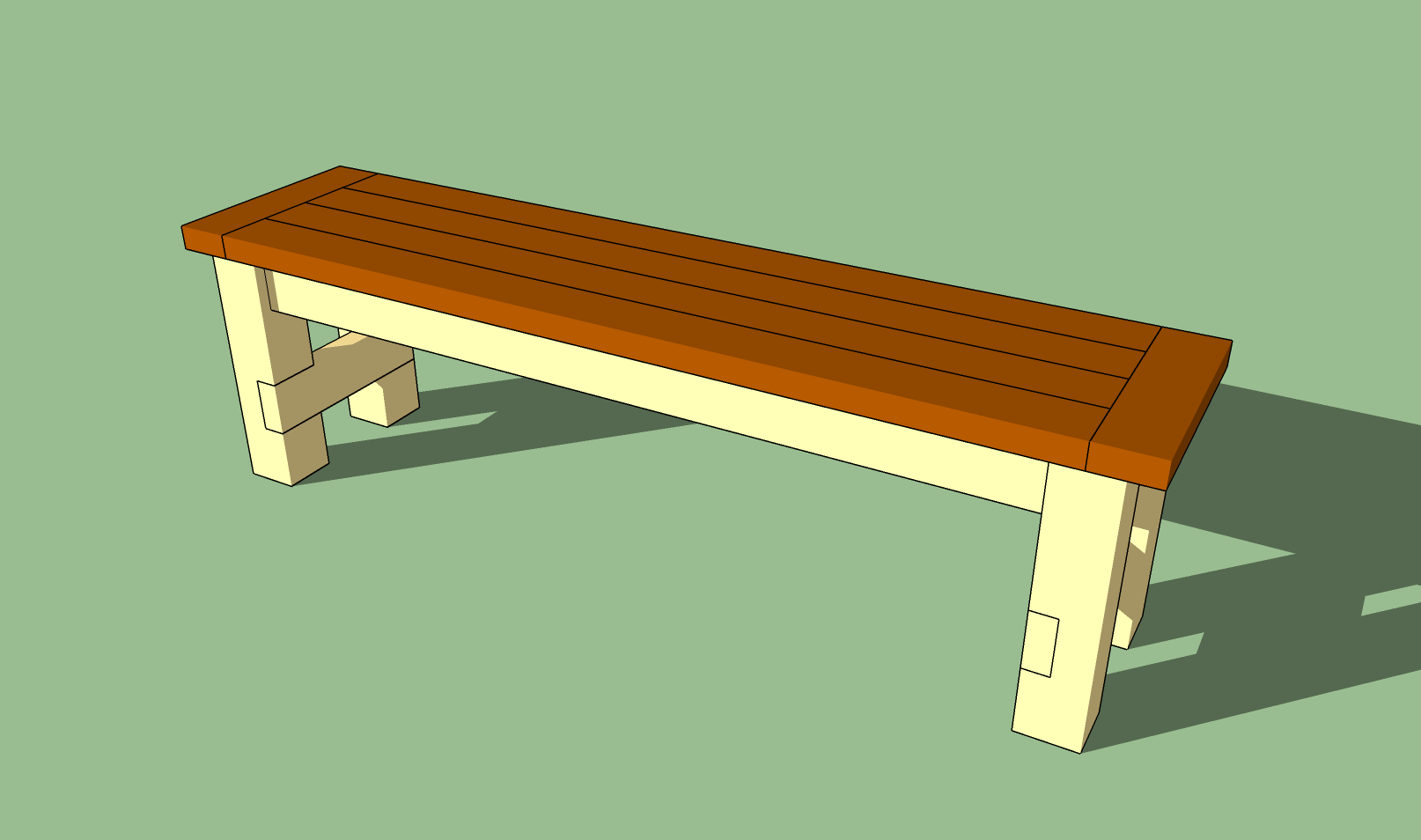 схема деревянной скамейки со спинкой