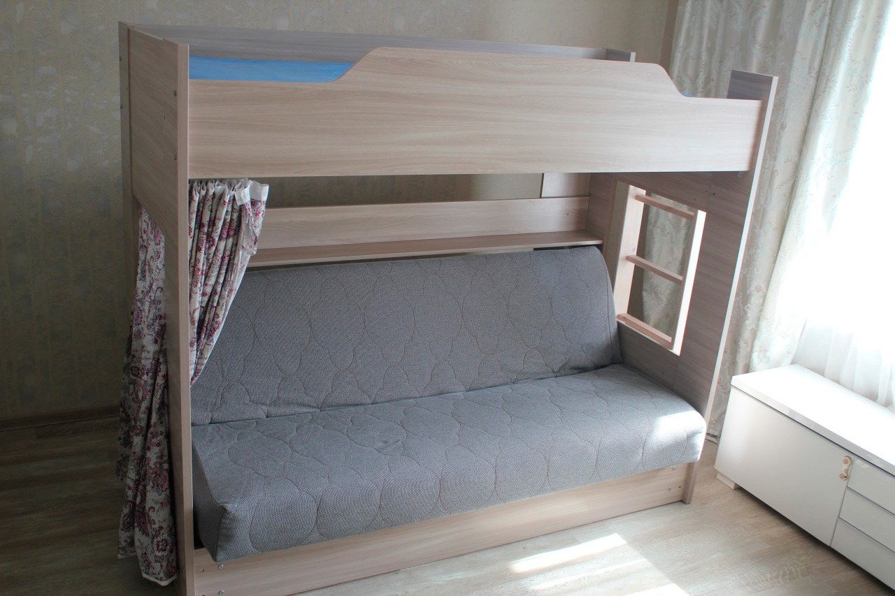 двухъярусная кровать чердак с диваном орбита soft 2а
