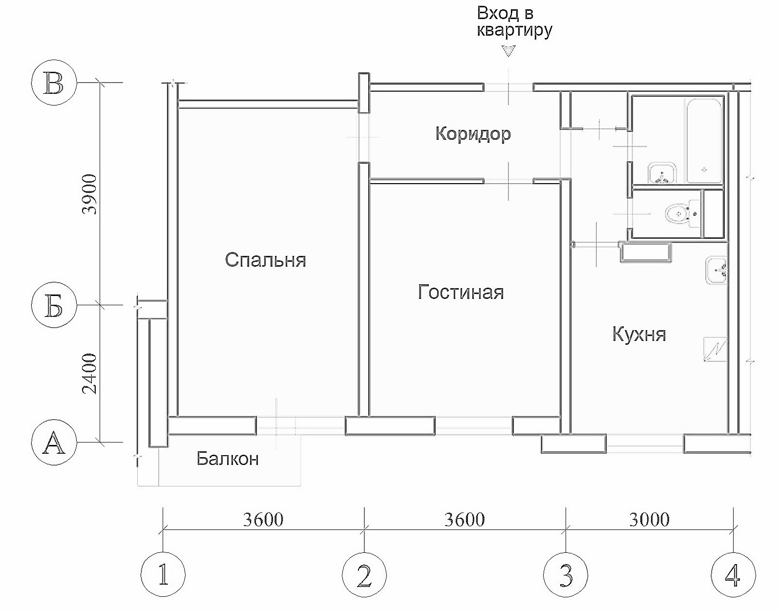 План квартиры чертеж 2 х комнатная