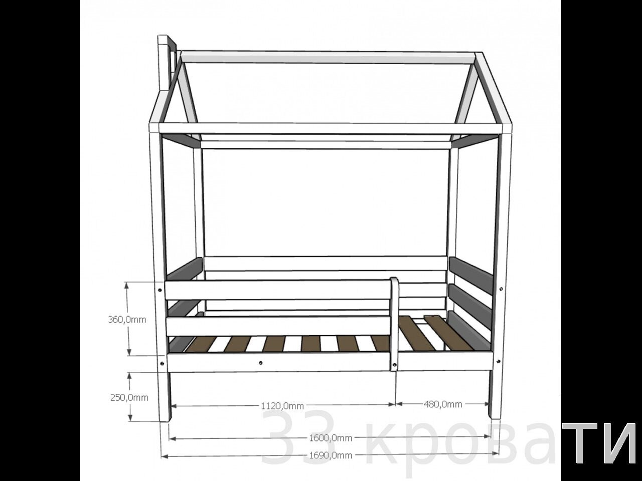 Двухъярусная кровать домик чертеж 160 80