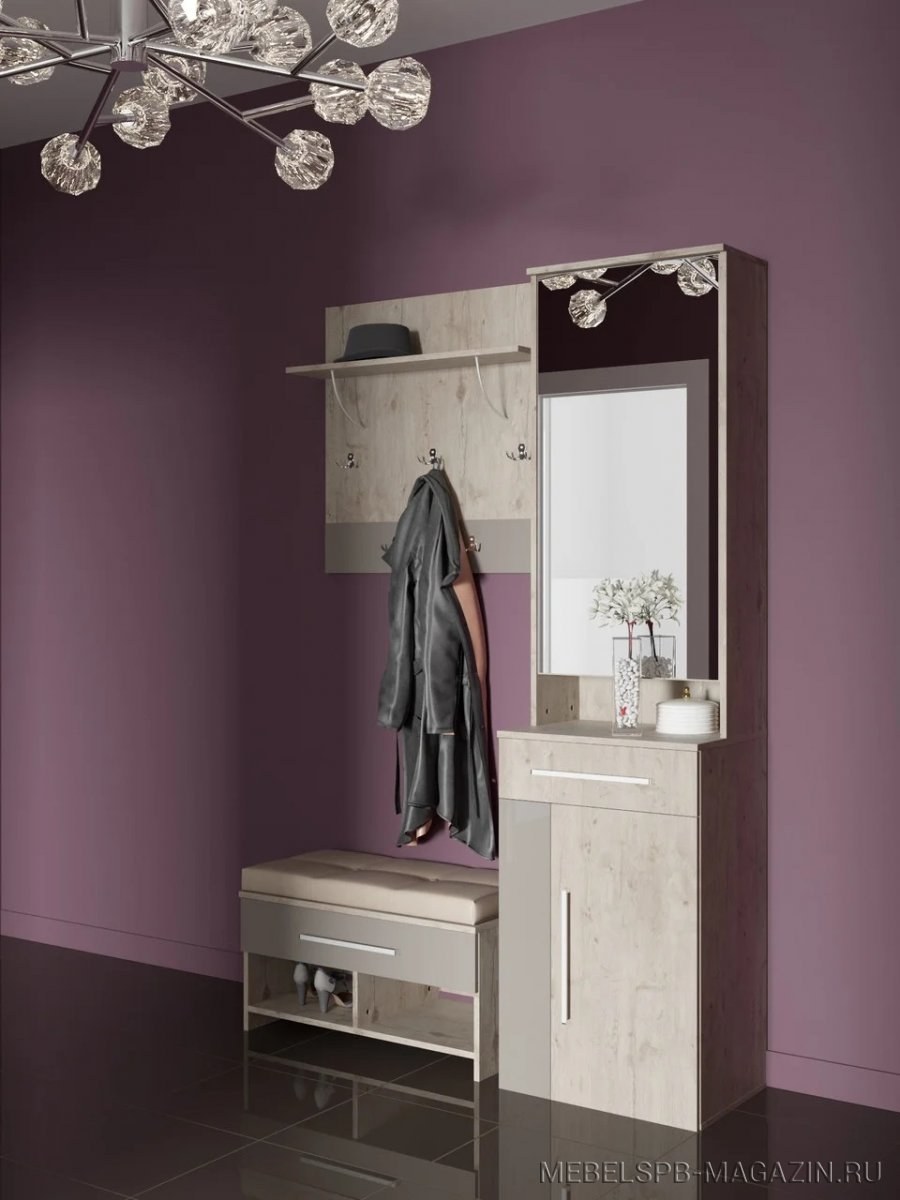 Вешалка с зеркалом Элана дуб сонома