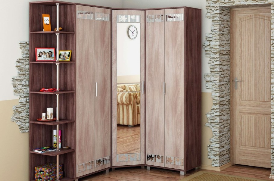 Вега шку шкаф угловой с зерк ш800 г800 в2200мм венге/дуб беленый