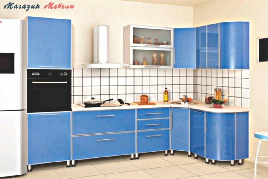Голубой кухонный гарнитур