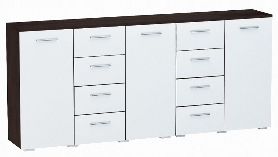 Комод Ницца МДФ белый/белый глянец