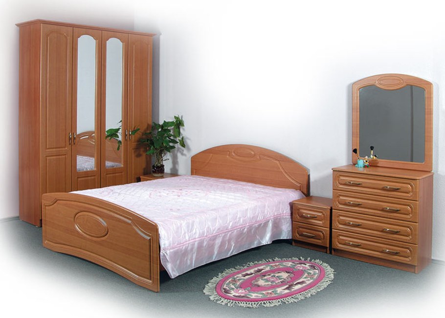 Спальня "каприз" кровать 140 (орех/с ортоп) - Евромебель