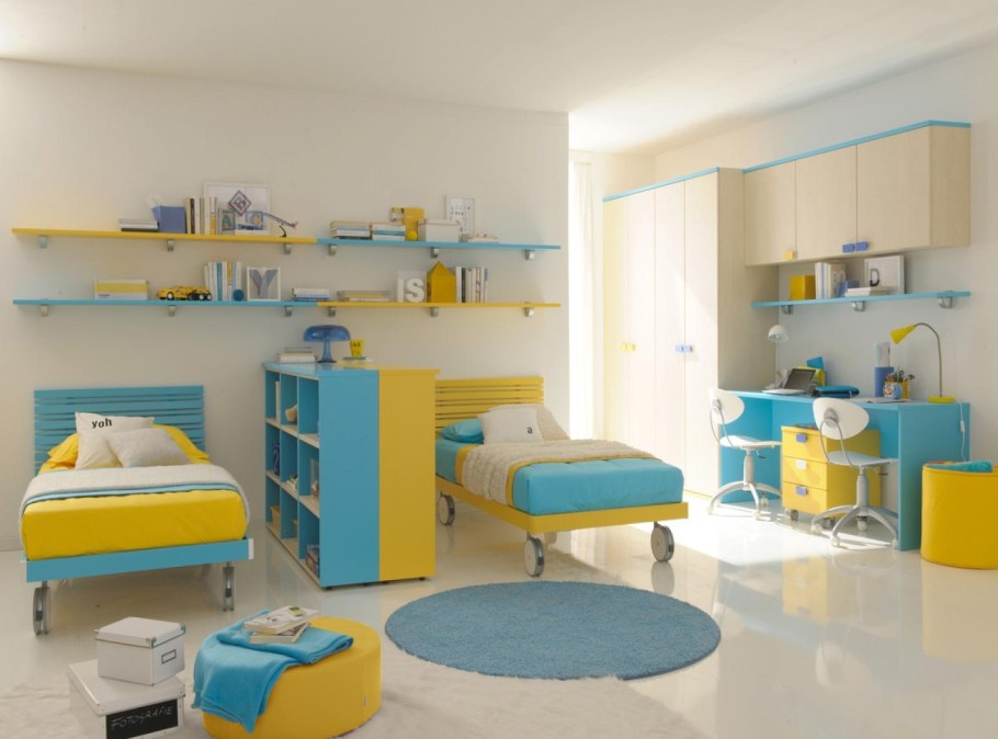 Сине желтая детская комната