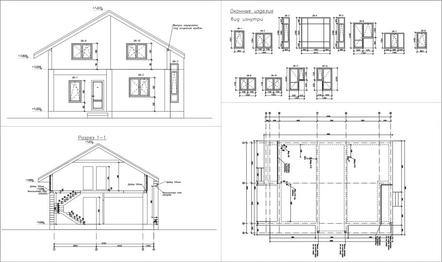 Строительный чертеж дома
