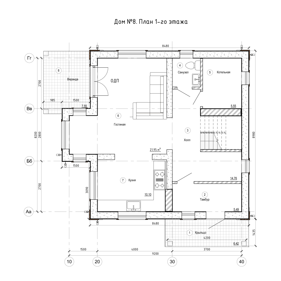 Поэтажный план жилого дома двухэтажного