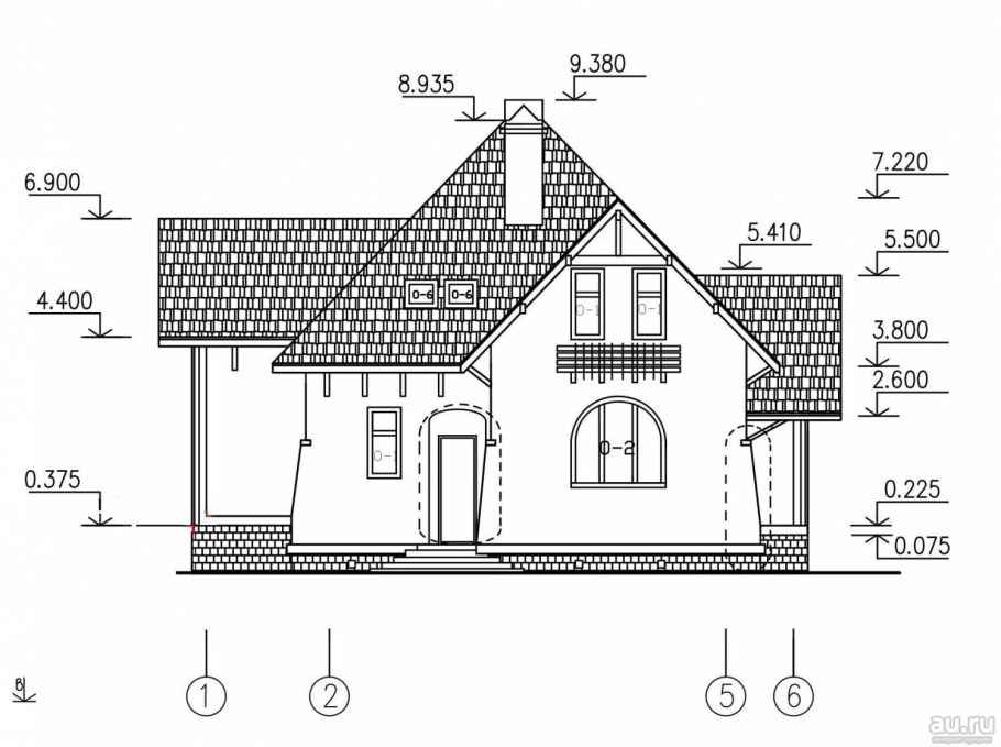 Фасад дома чертеж