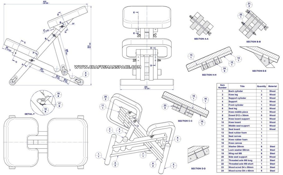 Кресло Adirondack чертежи