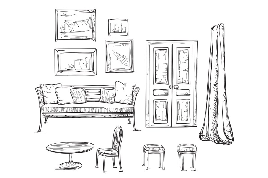 Эскиз отдельного предмета мебели