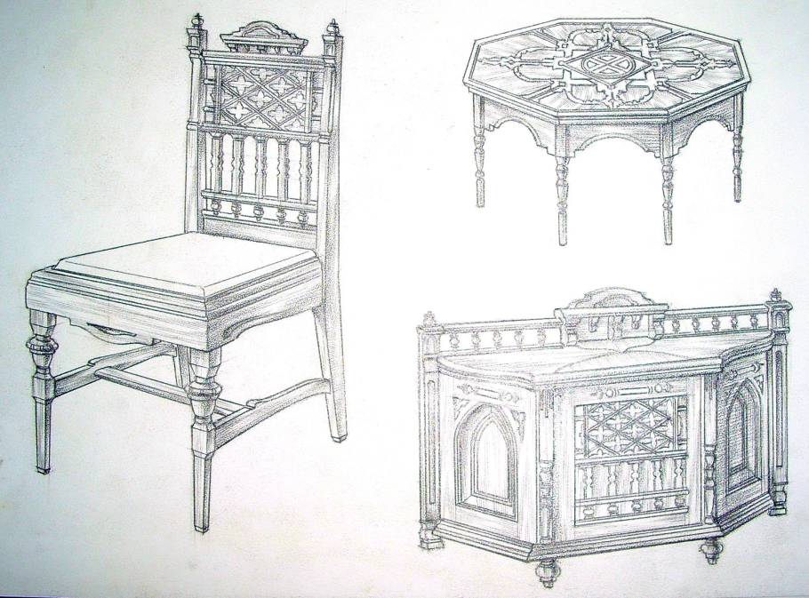 Эскиз стула в готическом стиле