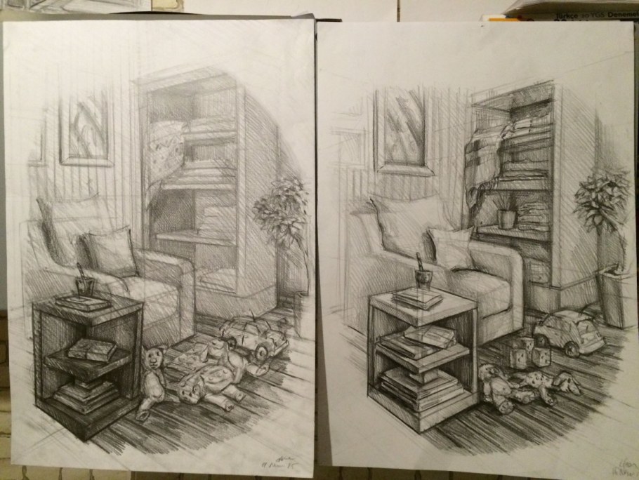 Композиционные зарисовки интерьера