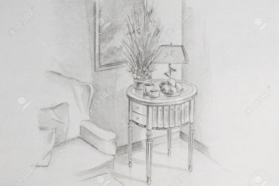 Карандашный эскиз интерьера
