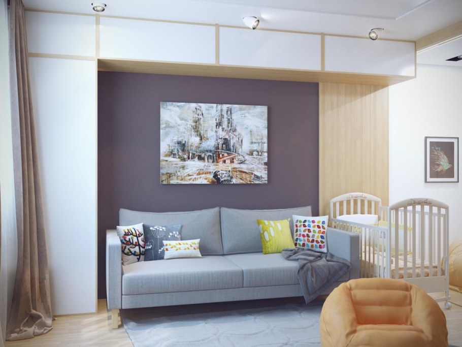 Комната с диваном и шкафом