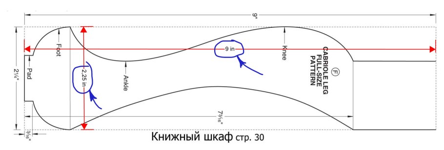 Ножка кабриоль чертеж Размеры